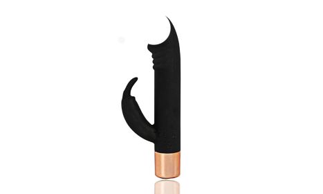 Realistic Dildo Rabbit Vibrator Clitoris G Spot Anal Stimulator with 7 Modes (Color: BLACK)